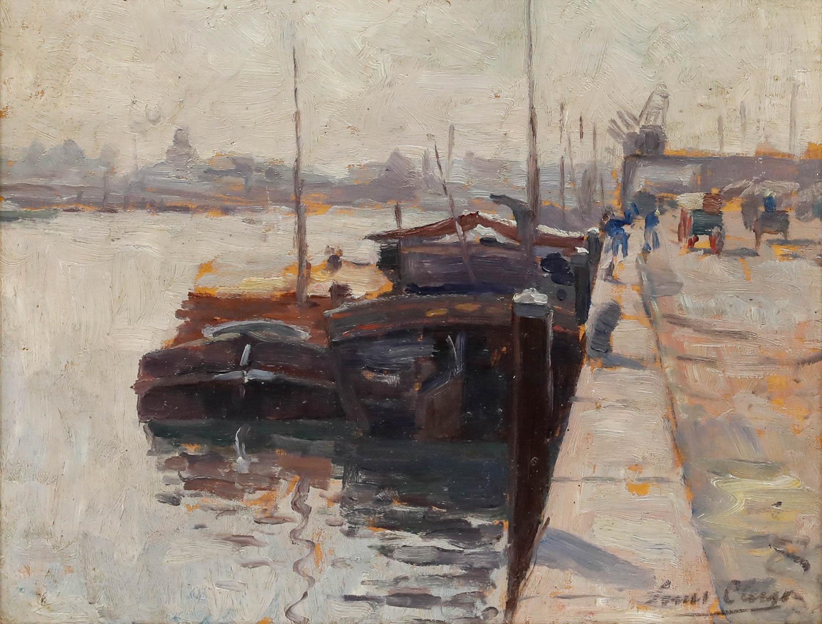 Louis Clesse (1889-1961) - Mid 20th Century Oil, Study of the Harbour For Sale 1