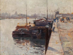 Louis Clesse (1889-1961) - Huile du milieu du XXe siècle, Étude du port
