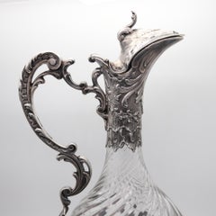 Louis Coignet 1895 Paris Französisch Wein Kristall Ewer Krug in 950 Sterling Silber