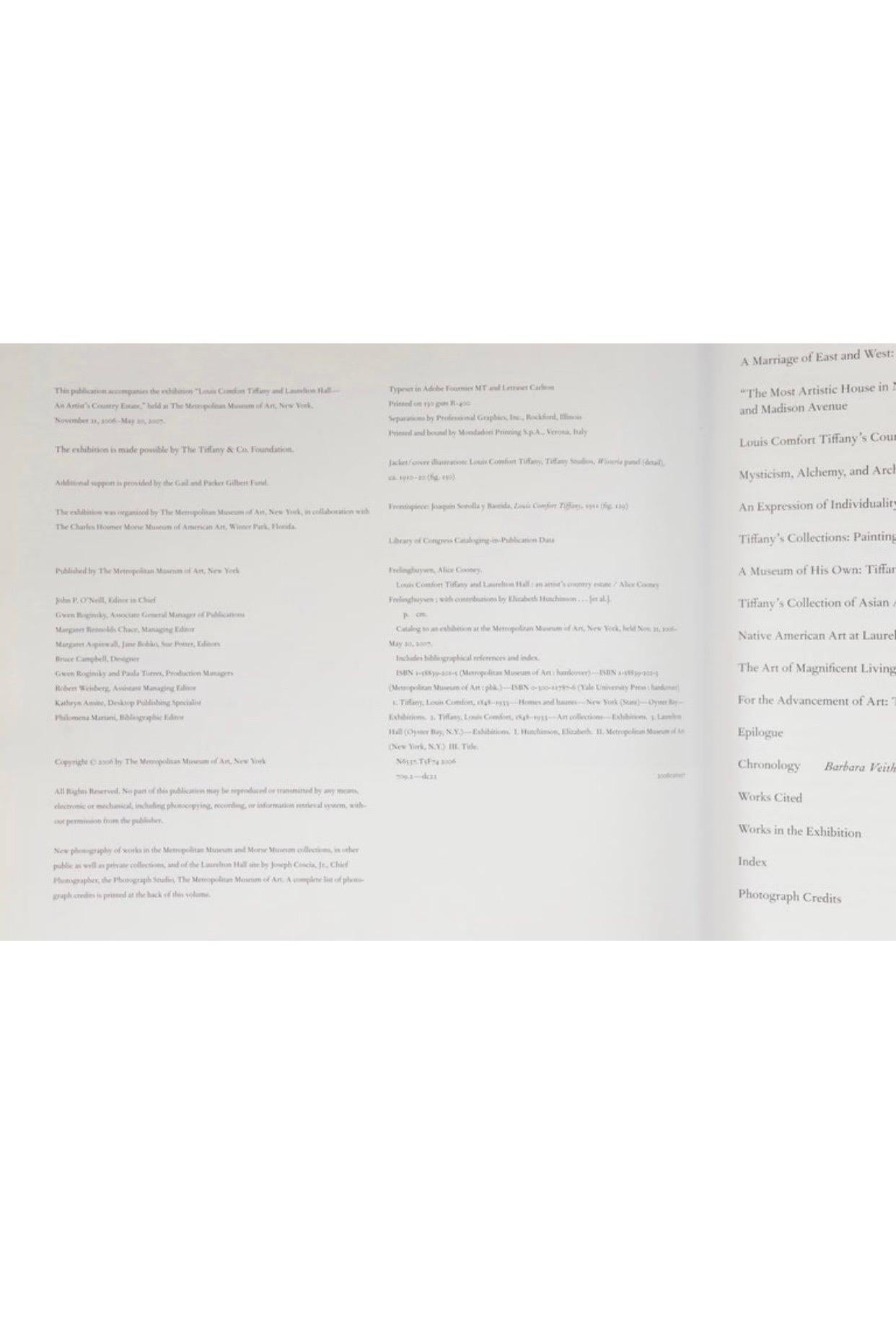 Louis Comfort Tiffany et Laurelton Hall, le domaine d'un artiste. Publié par le Metropolitan Museum of Art pour accompagner l'exposition qui s'est tenue entre le 21 novembre 2006 et le 20 mai 2007. Imprimé en Italie, 262 pages.
 