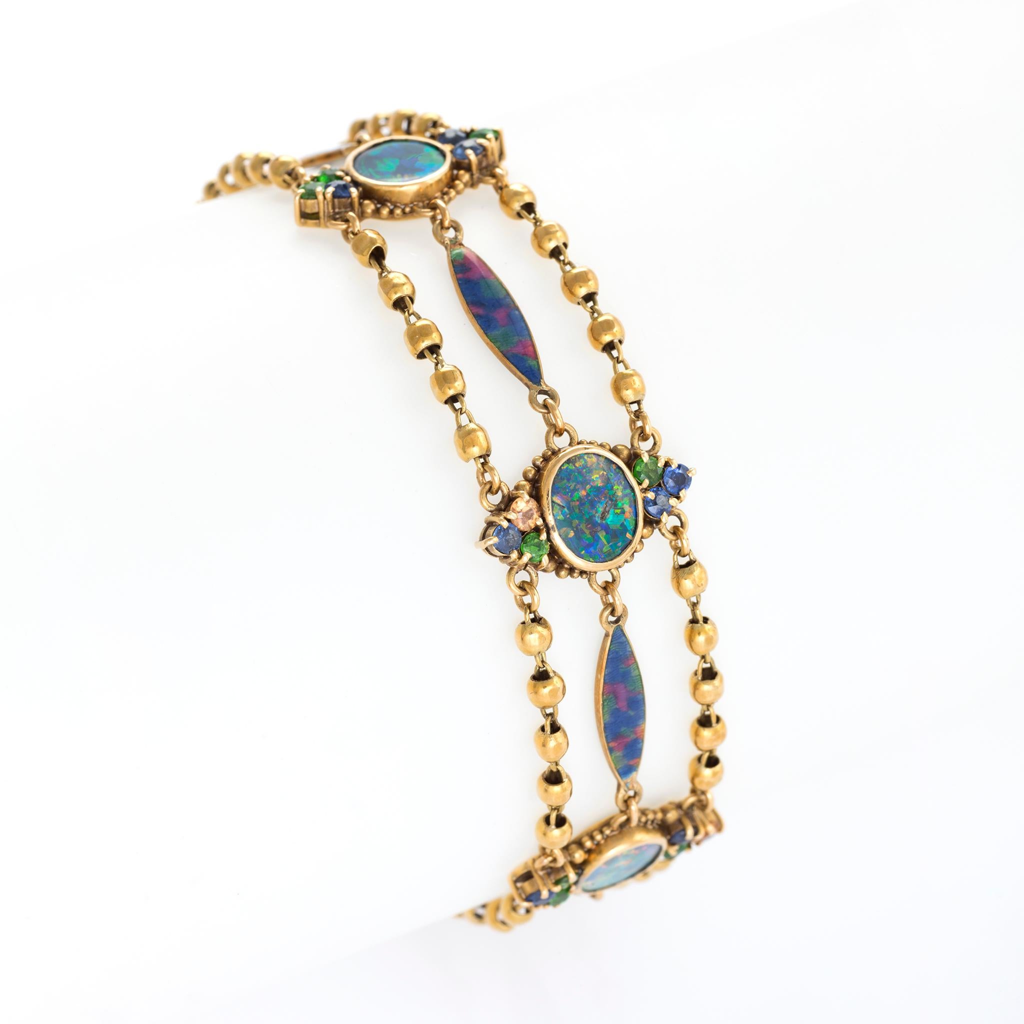 Louis Comfort Tiffany Black Opal and Enamel Necklace and Bracelet Set In Excellent Condition In New York, NY