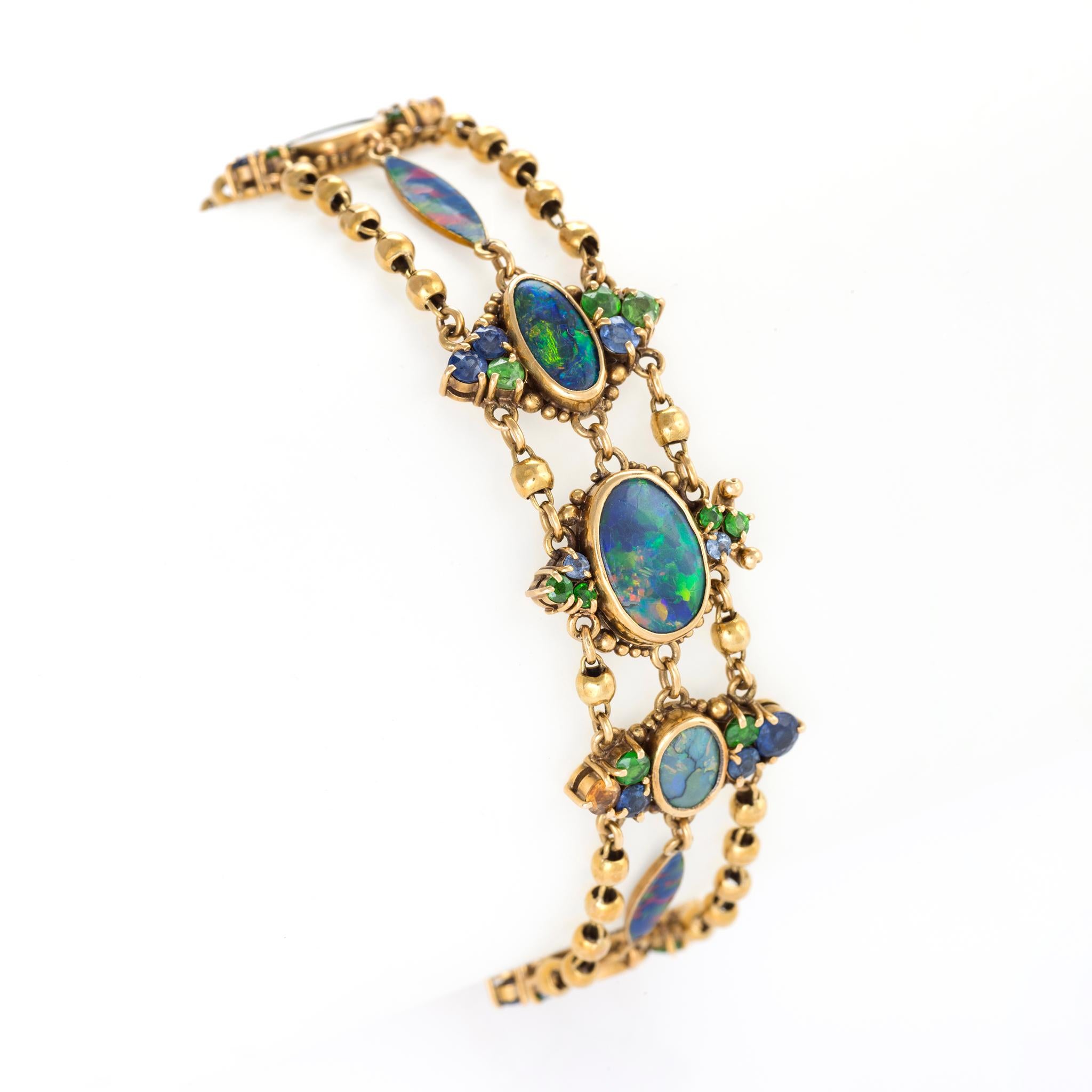 Women's Louis Comfort Tiffany Black Opal and Enamel Necklace and Bracelet Set