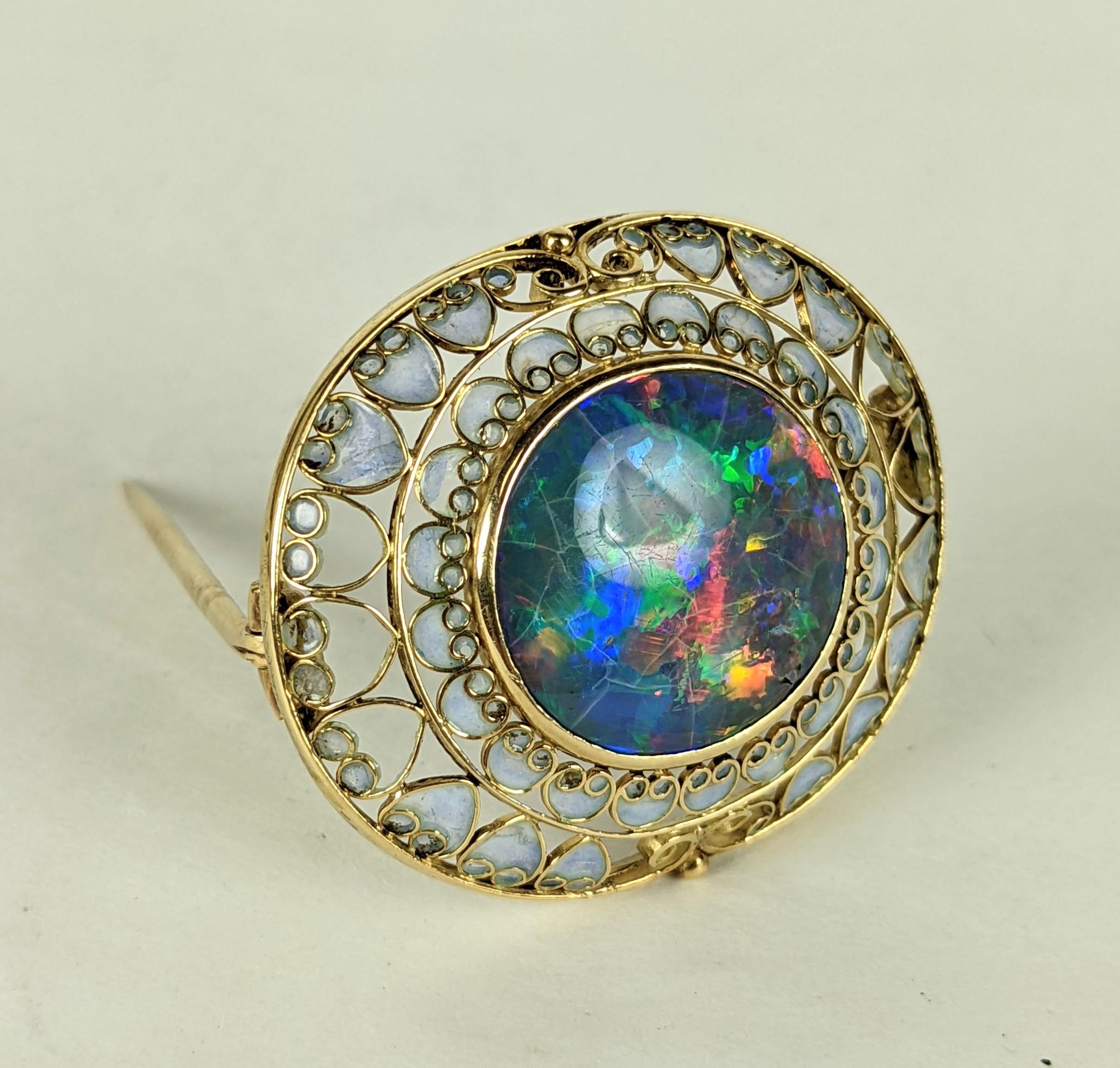 black opal brooch