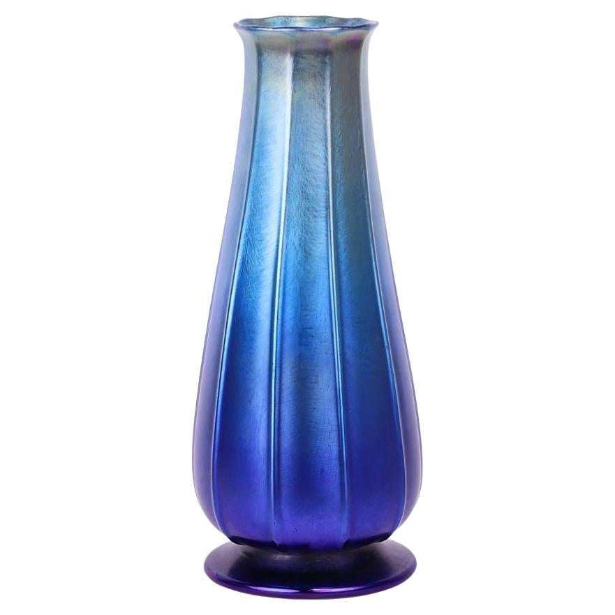 Louis Comfort Tiffany Blue Favrile Art Glass Vase LCT Rare Color 1913