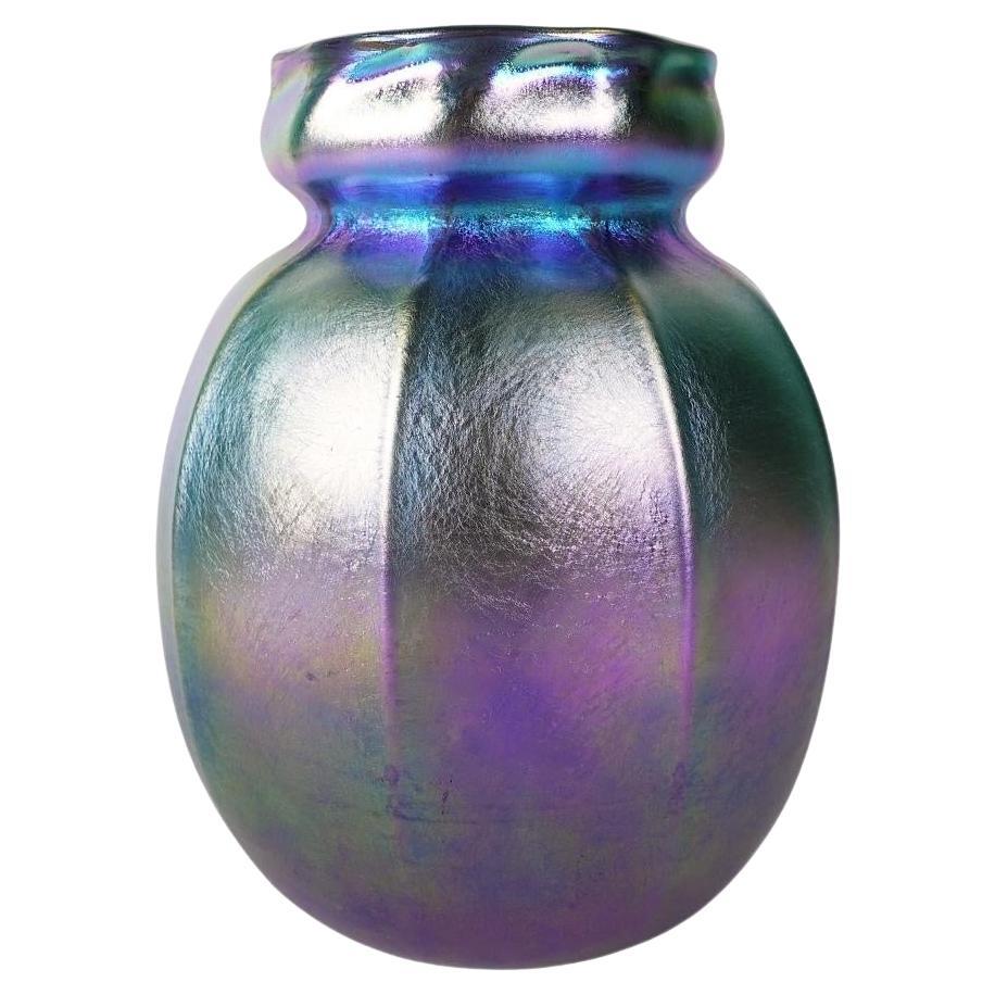 Louis Comfort Tiffany Blue Favrile Art Glass Vase LCT Rare Platinum Blue 1904