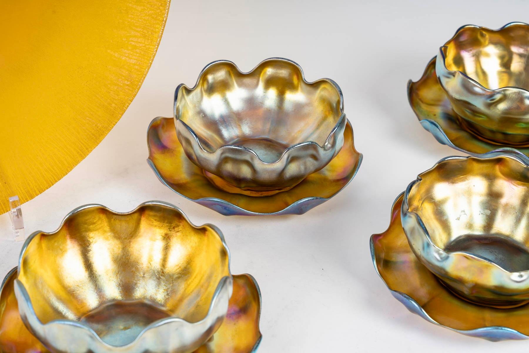 Art nouveau Louis Comfort Tiffany - Coupes, tasses, assiettes, verre Favril en vente