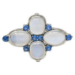 Louis Comfort Tiffany & Co. Art Deco Sapphire Moonstone Platinum Vintage Brooch