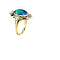 Louis Comfort Tiffany & Co. Black Opal, Diamond and Enamel Ring