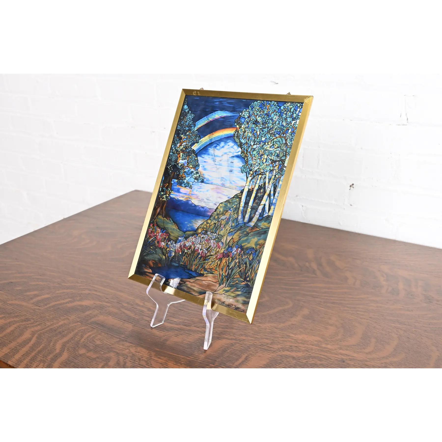 Art Deco Louis Comfort Tiffany Double Rainbow Stained Glass Suncatcher