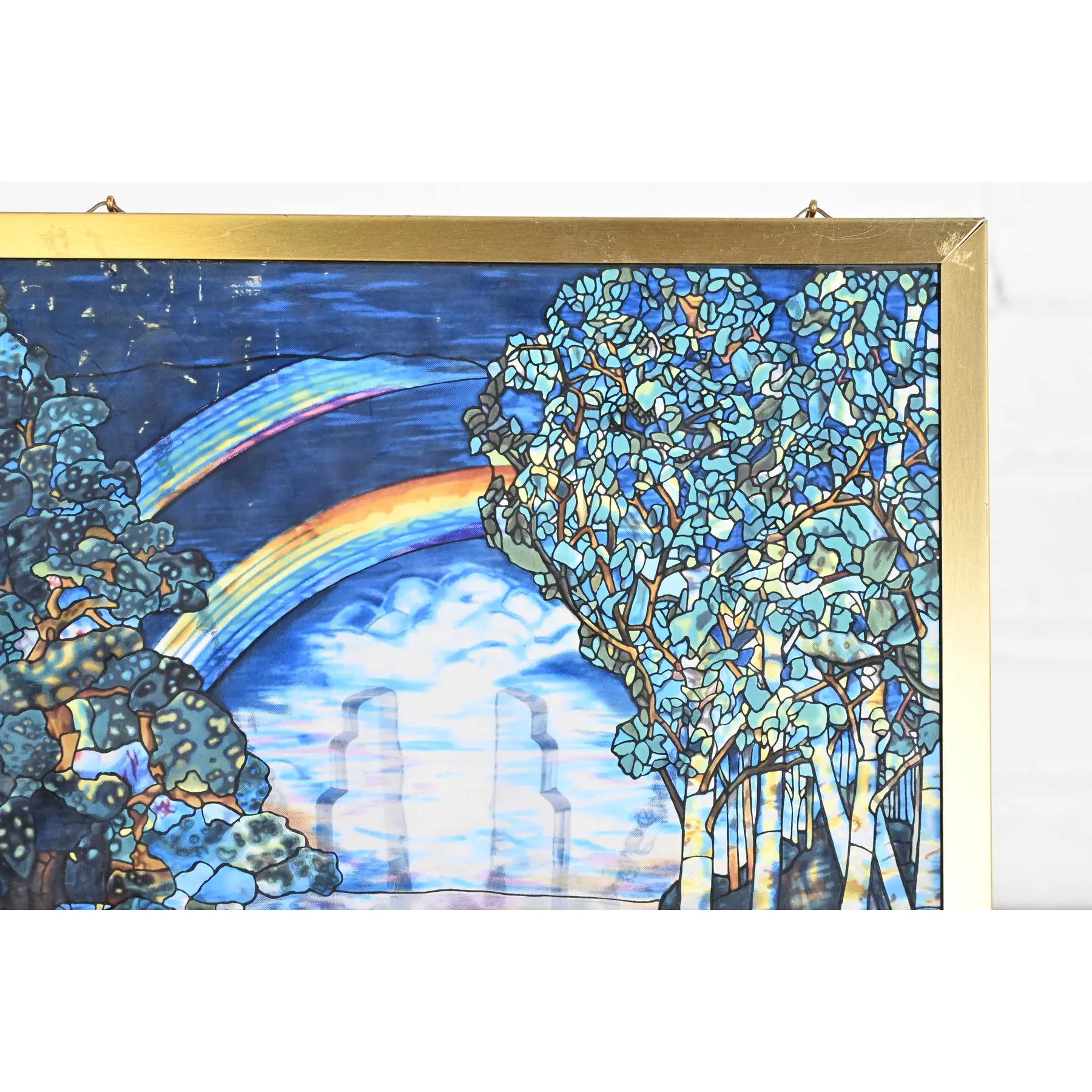 Louis Comfort Tiffany Double Rainbow Stained Glass Suncatcher In Good Condition In South Bend, IN