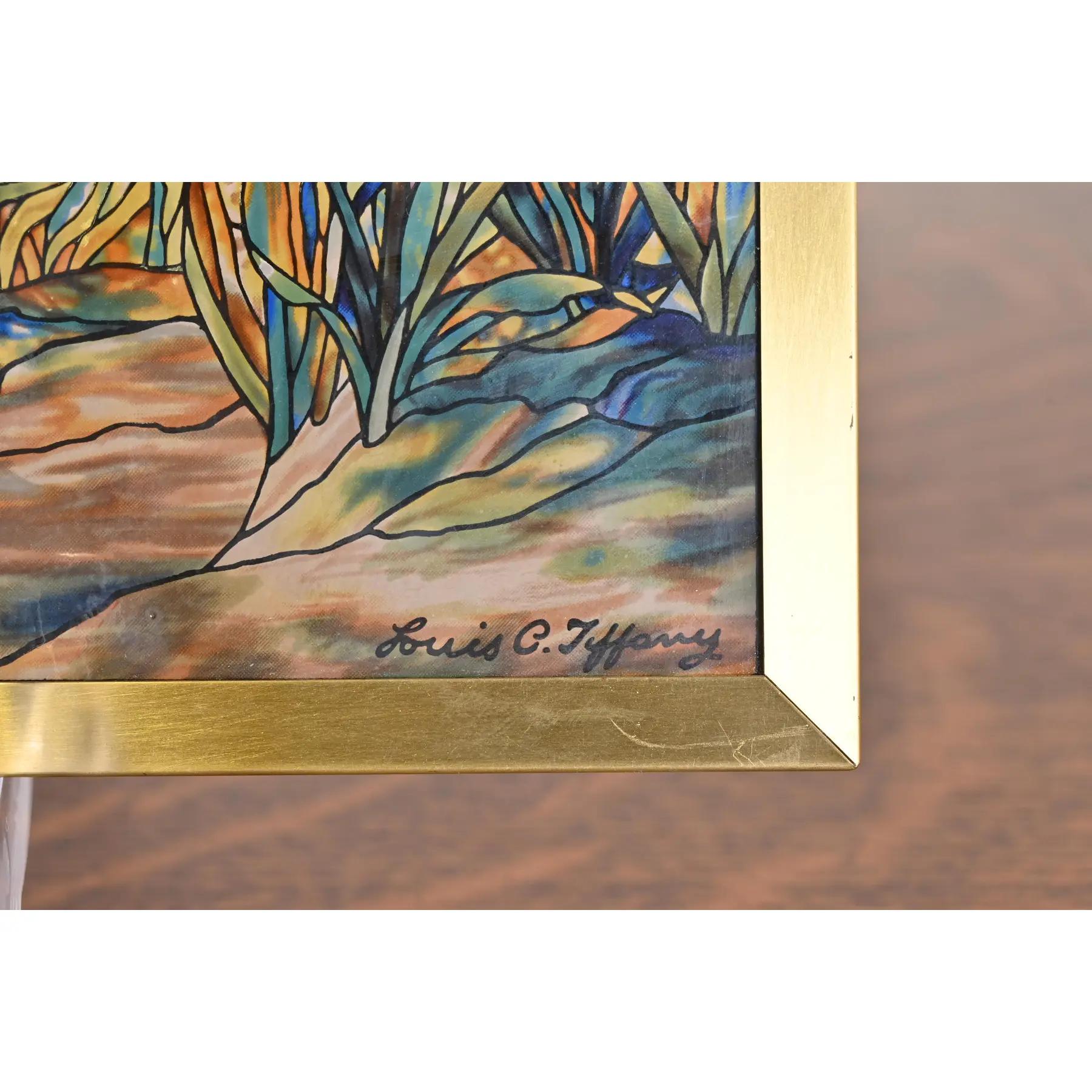Brass Louis Comfort Tiffany Double Rainbow Stained Glass Suncatcher