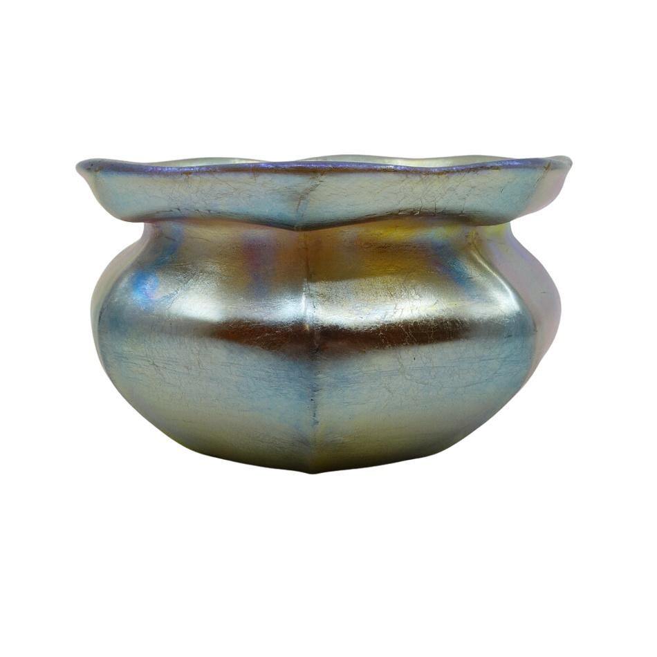 American Louis Comfort Tiffany Favrile Art Glass Cinched Cabinet Vase - LCT circa 1913