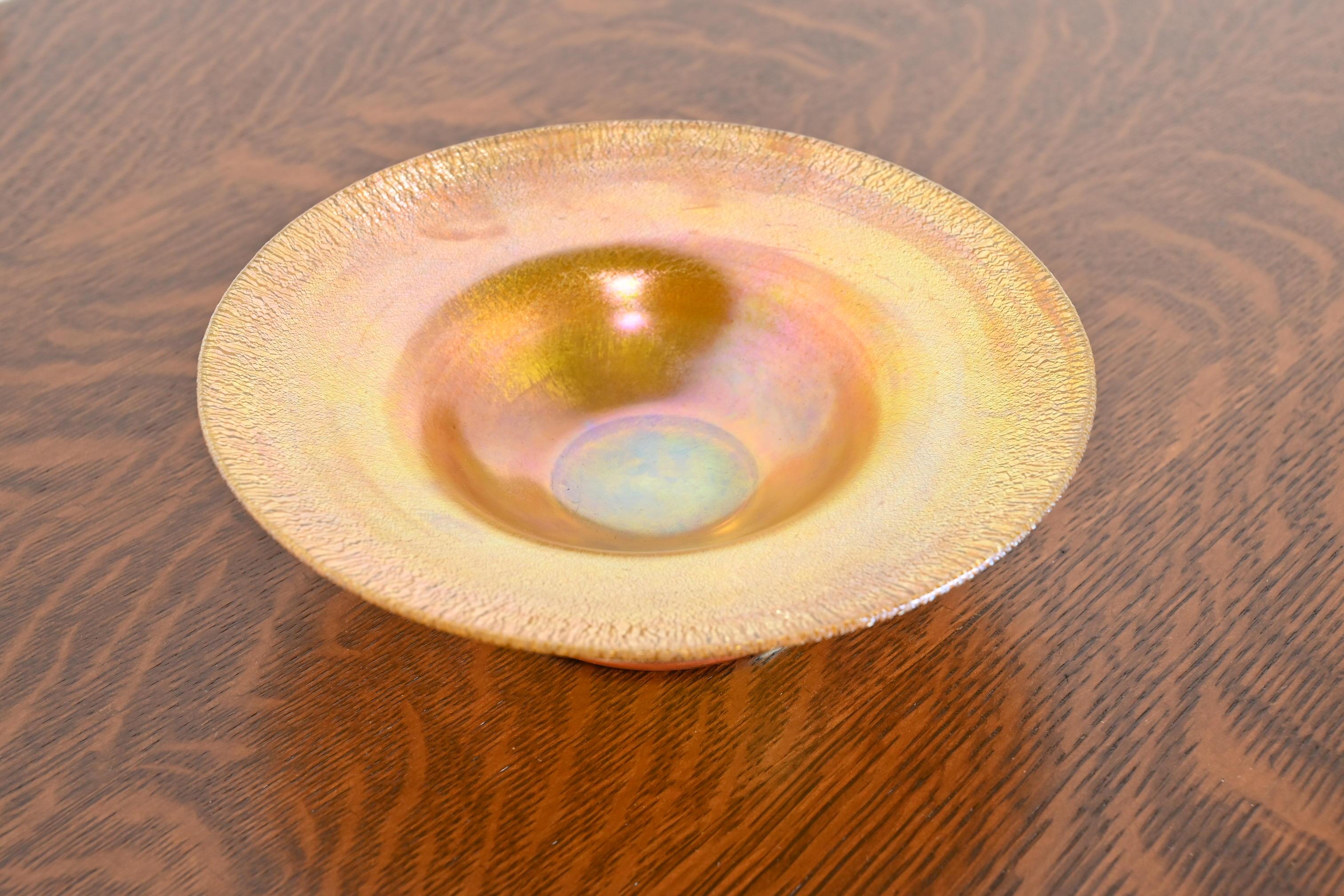 Art Nouveau Louis Comfort Tiffany Favrile Art Glass Footed Dish or Bowl