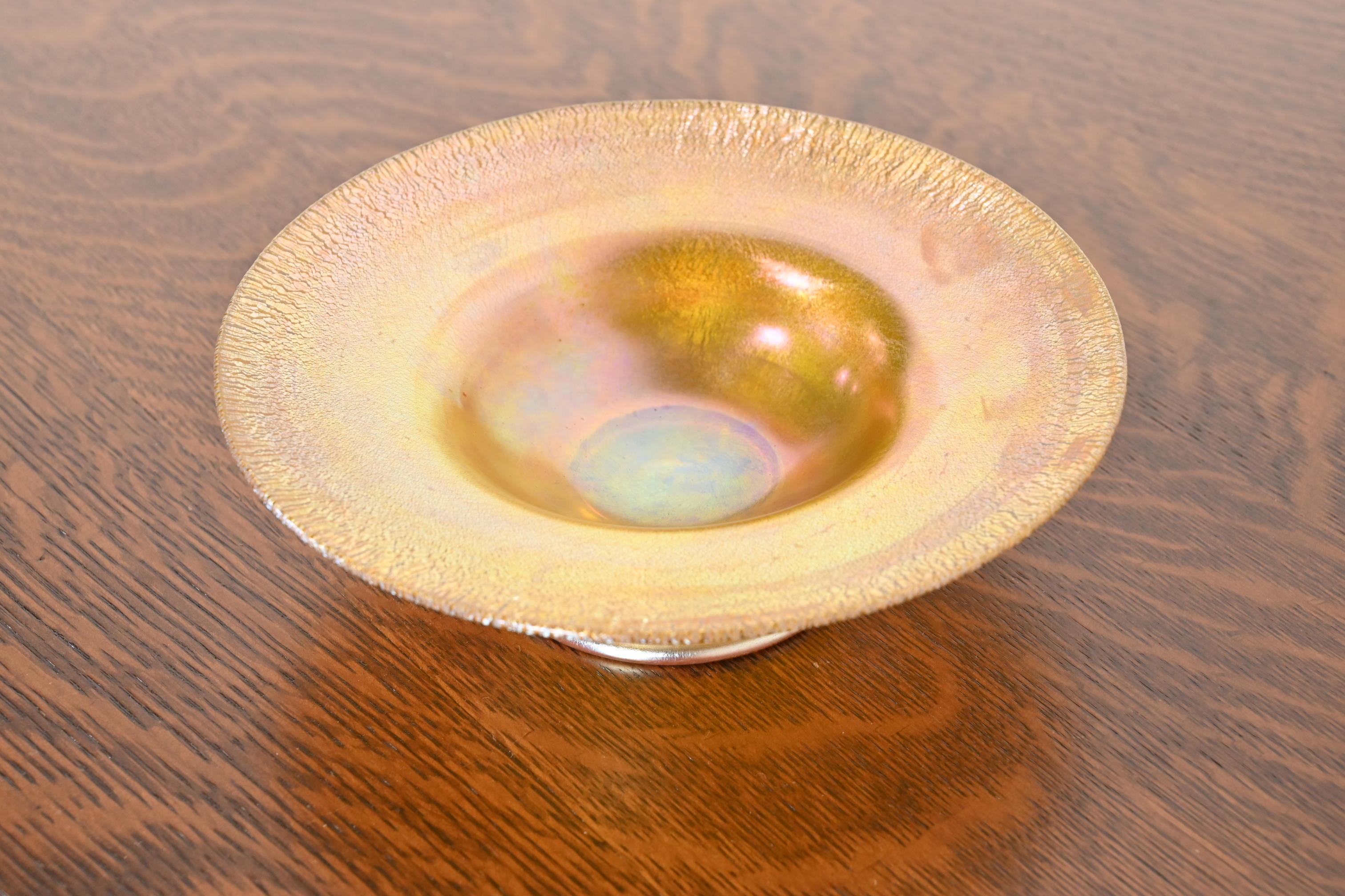 American Louis Comfort Tiffany Favrile Art Glass Footed Dish or Bowl