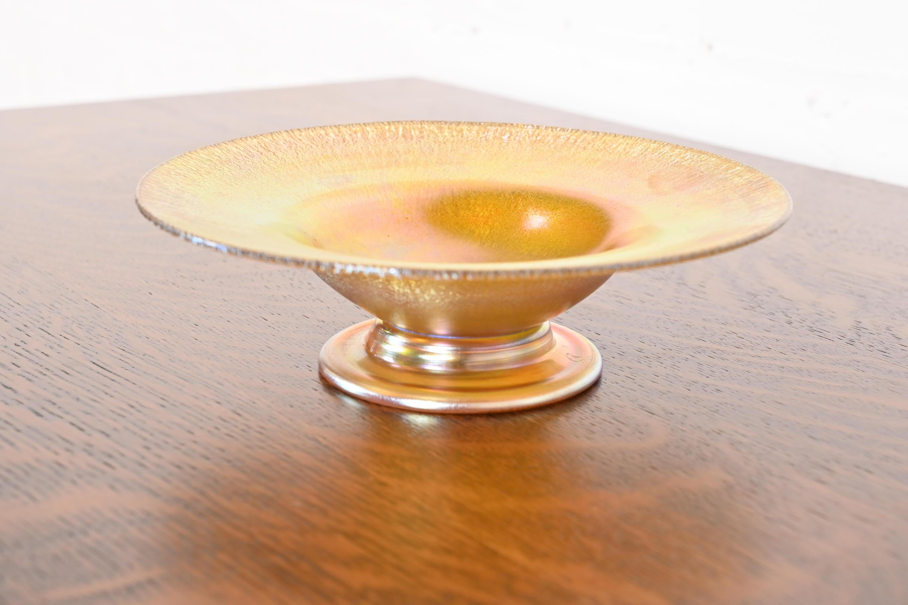 20th Century Louis Comfort Tiffany Favrile Art Glass Footed Dish or Bowl