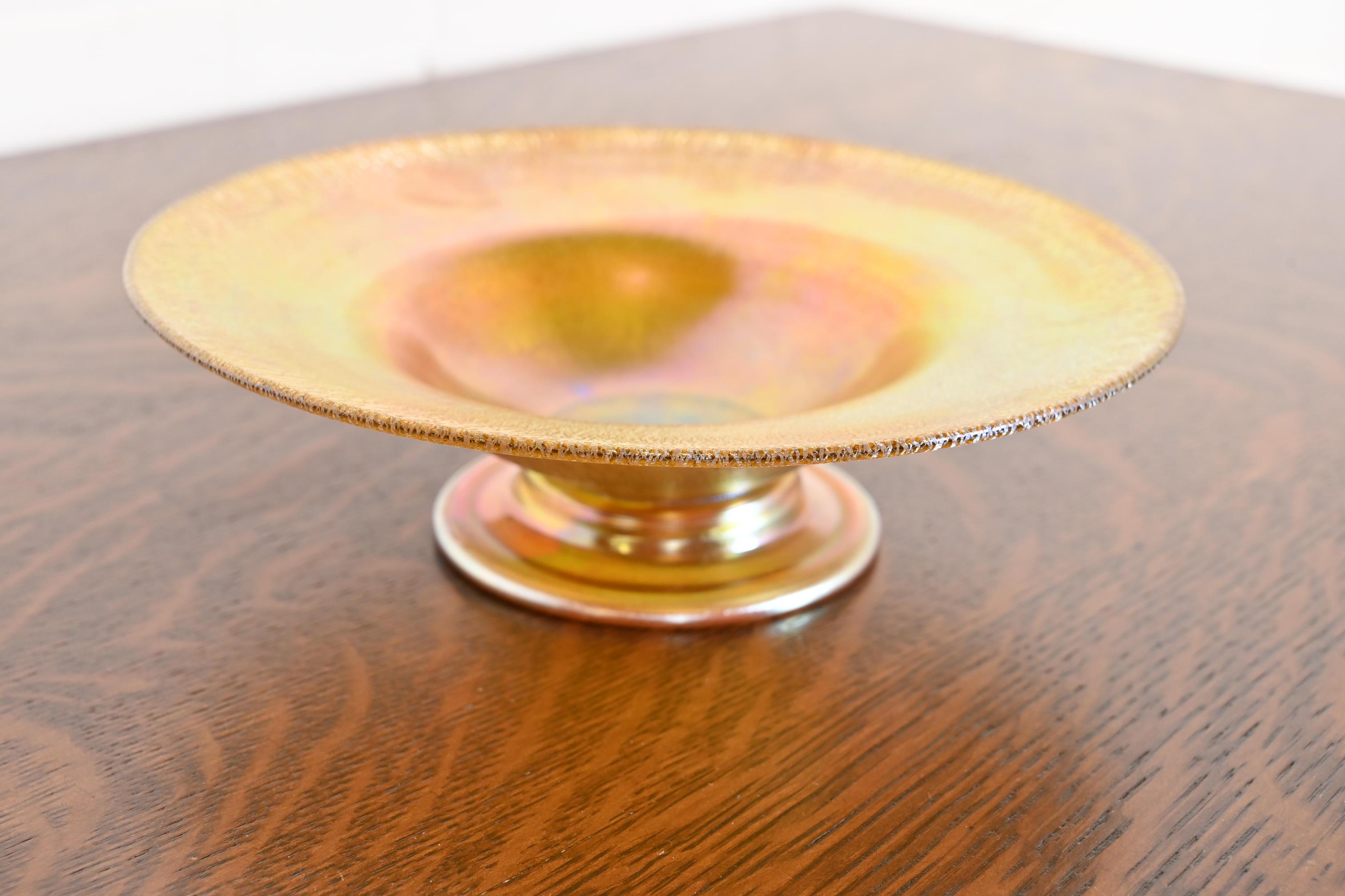 Louis Comfort Tiffany Favrile Art Glass Footed Dish or Bowl 1