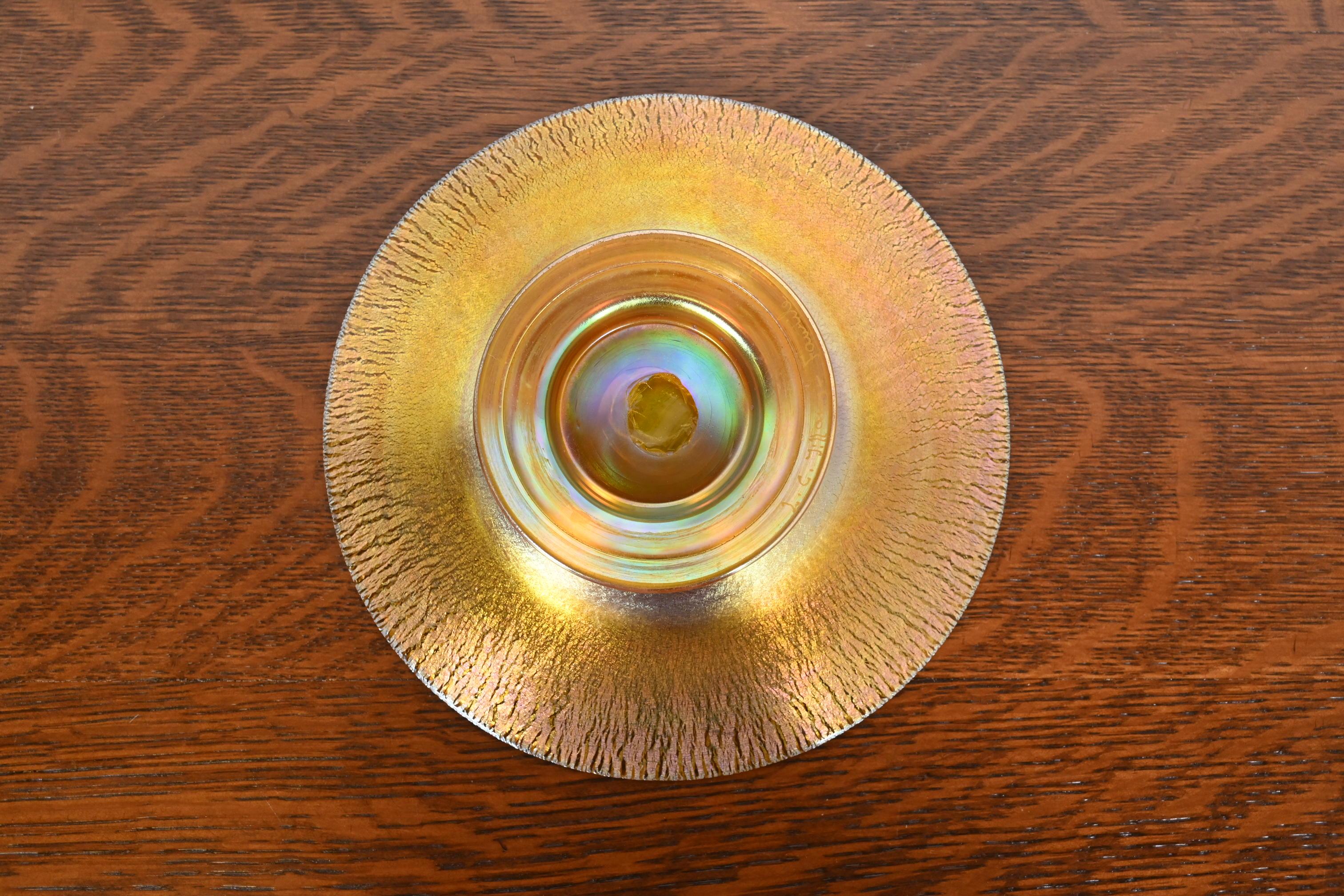 Louis Comfort Tiffany Favrile Art Glass Footed Dish or Bowl 2