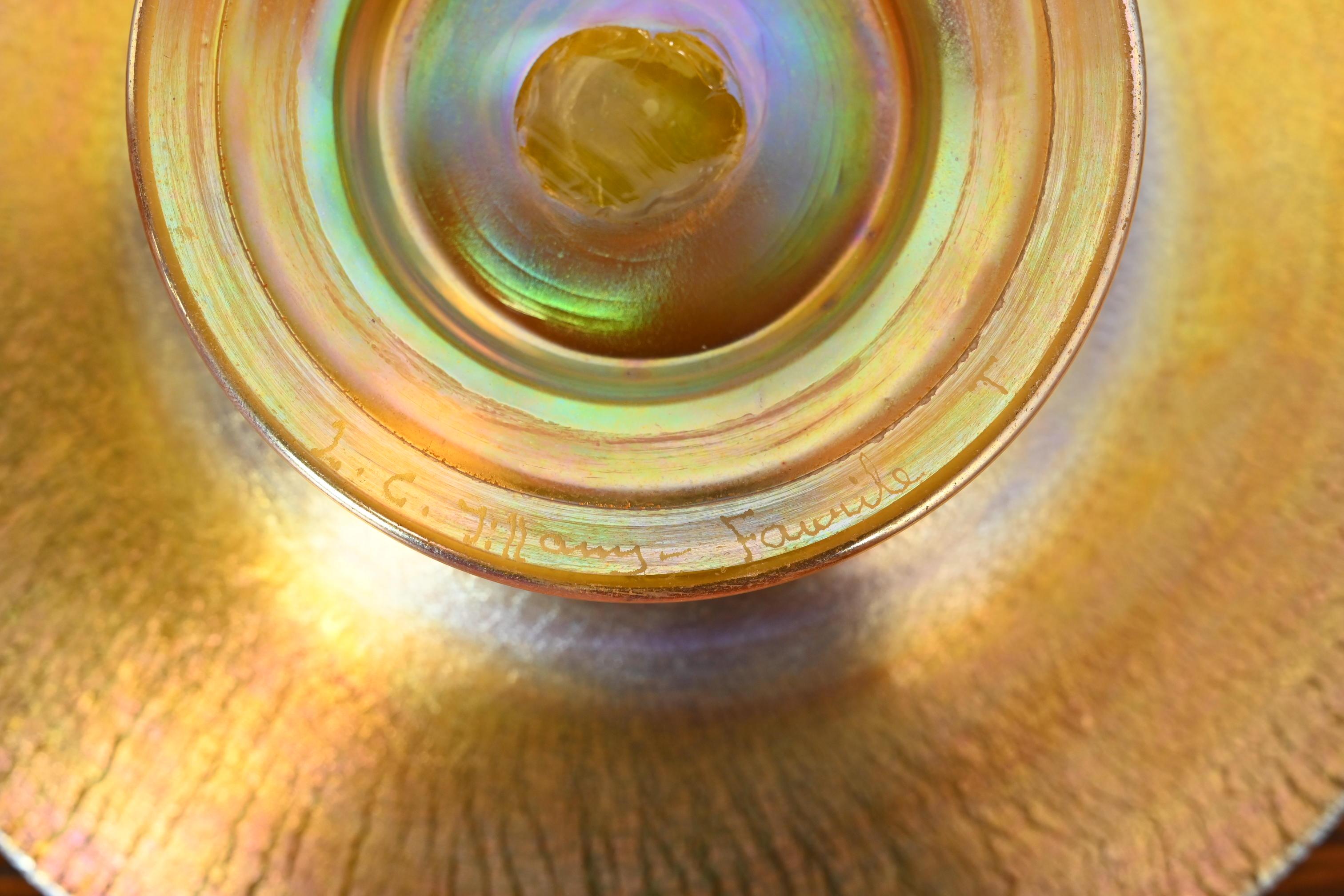 Louis Comfort Tiffany Favrile Art Glass Footed Dish or Bowl 3
