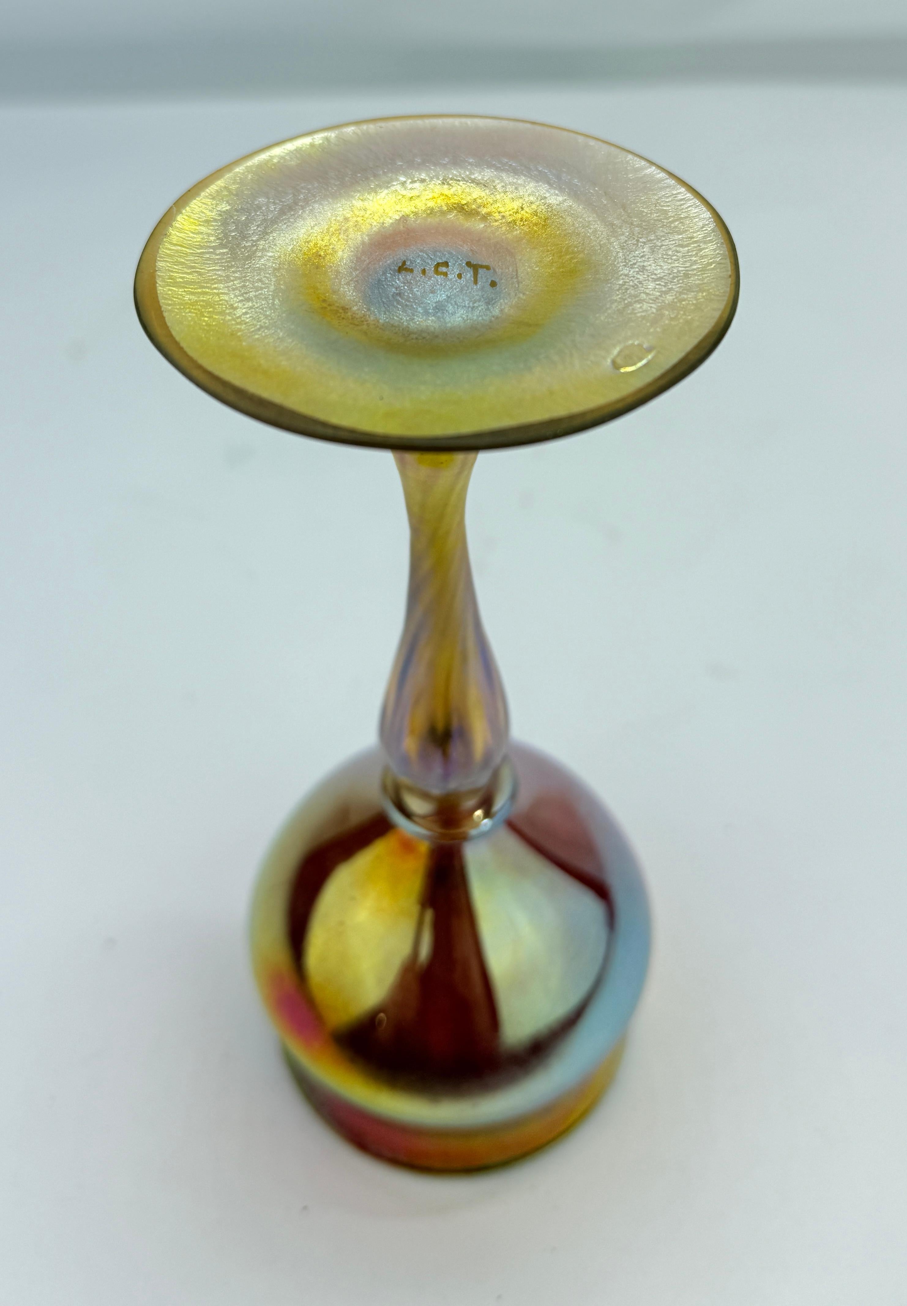 Louis Comfort Tiffany, Copa de vidrio artístico Favrile Marcado LCT en Bueno estado para la venta en Atlanta, GA