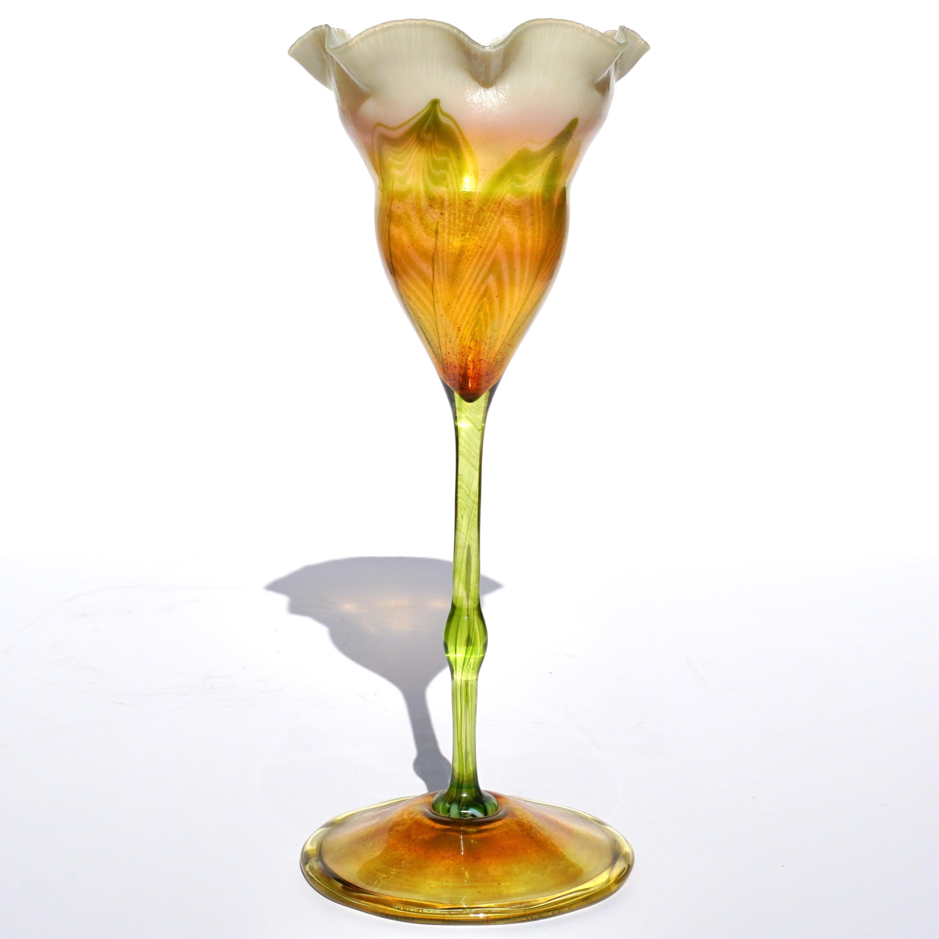Art Nouveau Louis Comfort Tiffany Favrile Floriform Vase For Sale