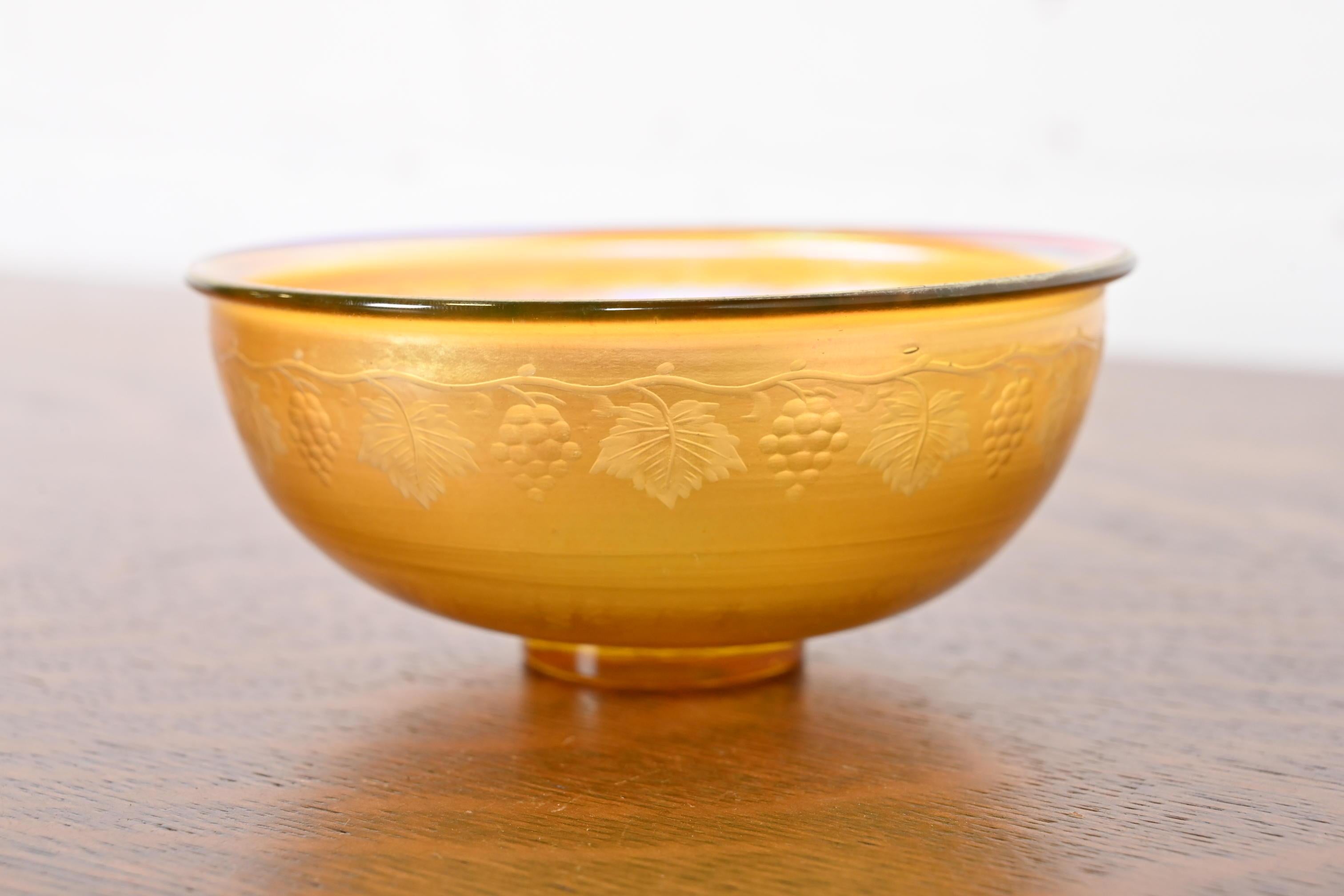 American Louis Comfort Tiffany Favrile Iridescent Art Glass Bowl and Underplate For Sale