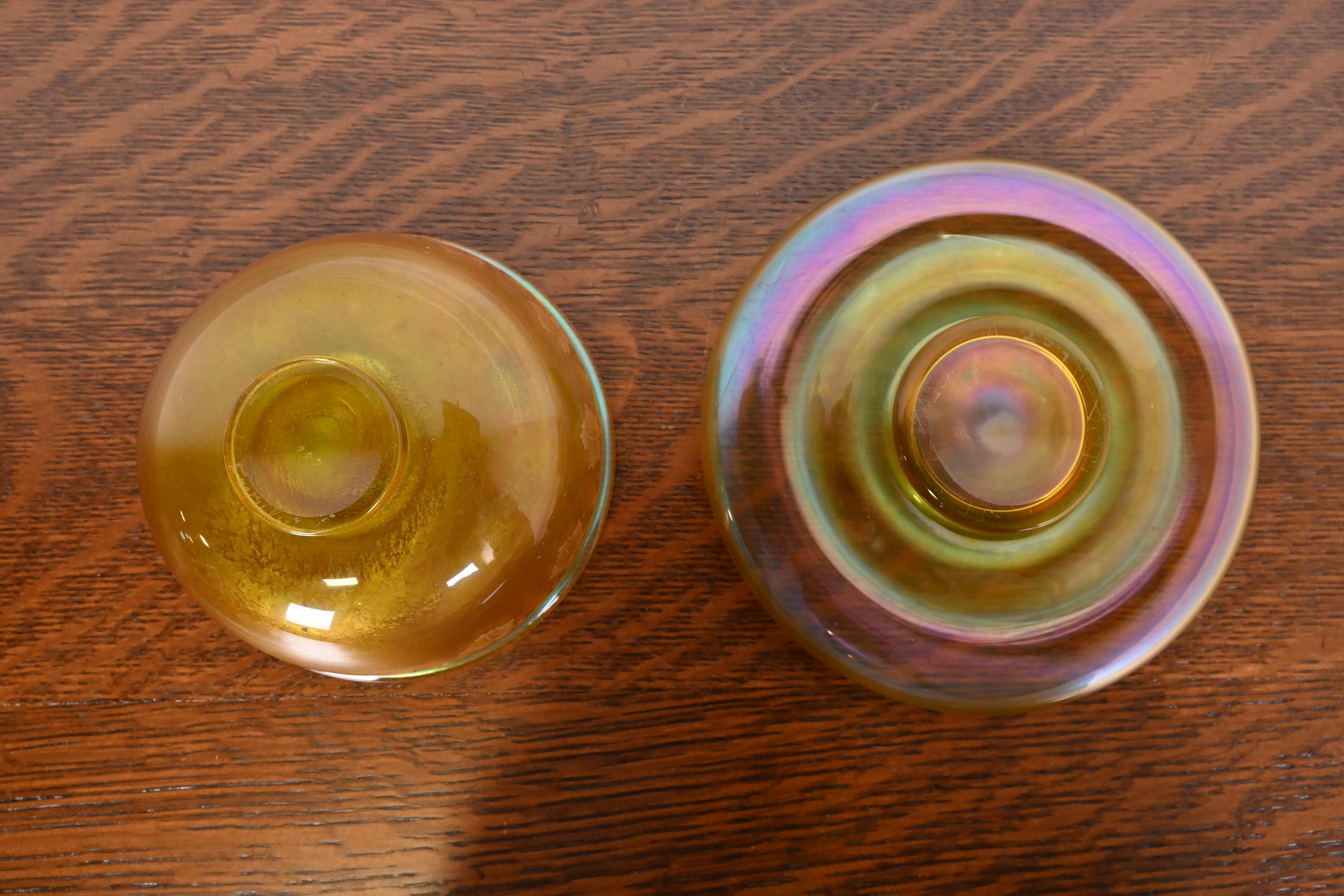 Louis Comfort Tiffany Favrile Iridescent Art Glass Bowl and Underplate For Sale 3