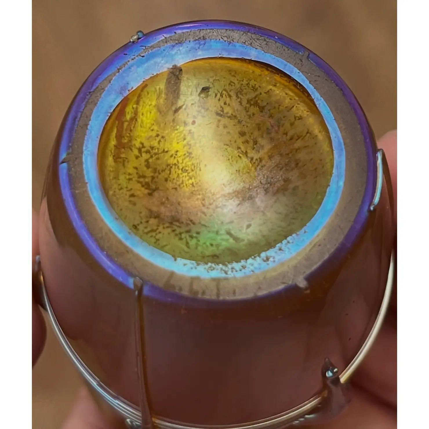 Louis Comfort Tiffany Favrile Iridescent Art Glass Cabinet Vase For Sale 2