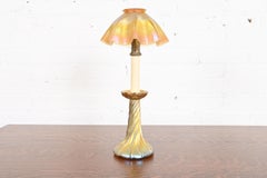 Louis Comfort Tiffany Favrile Iridescent Art Glass Candle Lamp