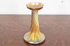 Louis Comfort Tiffany Favrile Iridescent Art Glass Candlestick