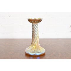 Louis Comfort Tiffany Favrile Iridescent Art Glass Candlestick