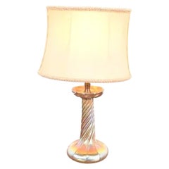 Louis Comfort Tiffany Favrile Iridescent Art Glass Candlestick Table Lamp