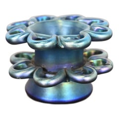 Antique Louis Comfort Tiffany Favrile Iridescent Art Glass Flower Frog
