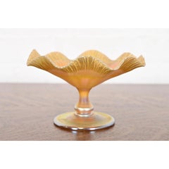 Louis Comfort Tiffany Favrile Iridescent Art Glass Footed Bowl or Compote Dish