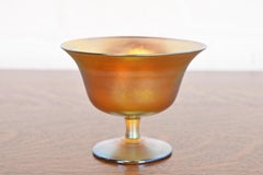 Louis Comfort Tiffany Favrile Iridescent Art Glass Footed Bowl or Compote Dish