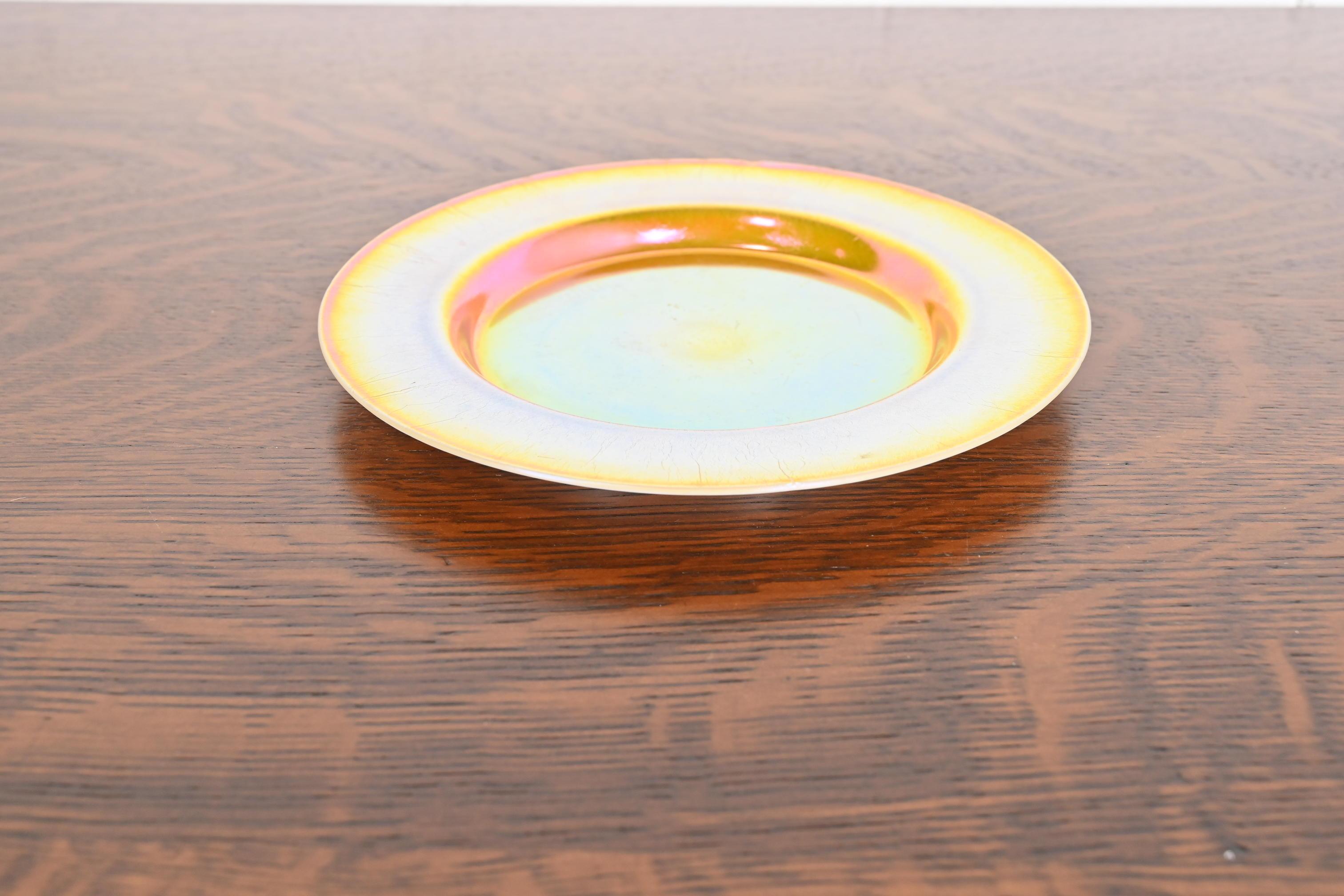 Louis Comfort Tiffany Favrile Iridescent Art Glass Plate In Good Condition In South Bend, IN