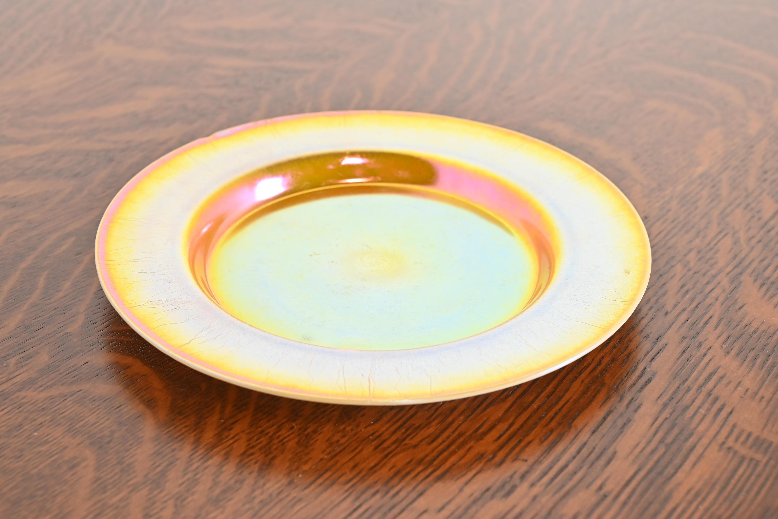 20th Century Louis Comfort Tiffany Favrile Iridescent Art Glass Plate