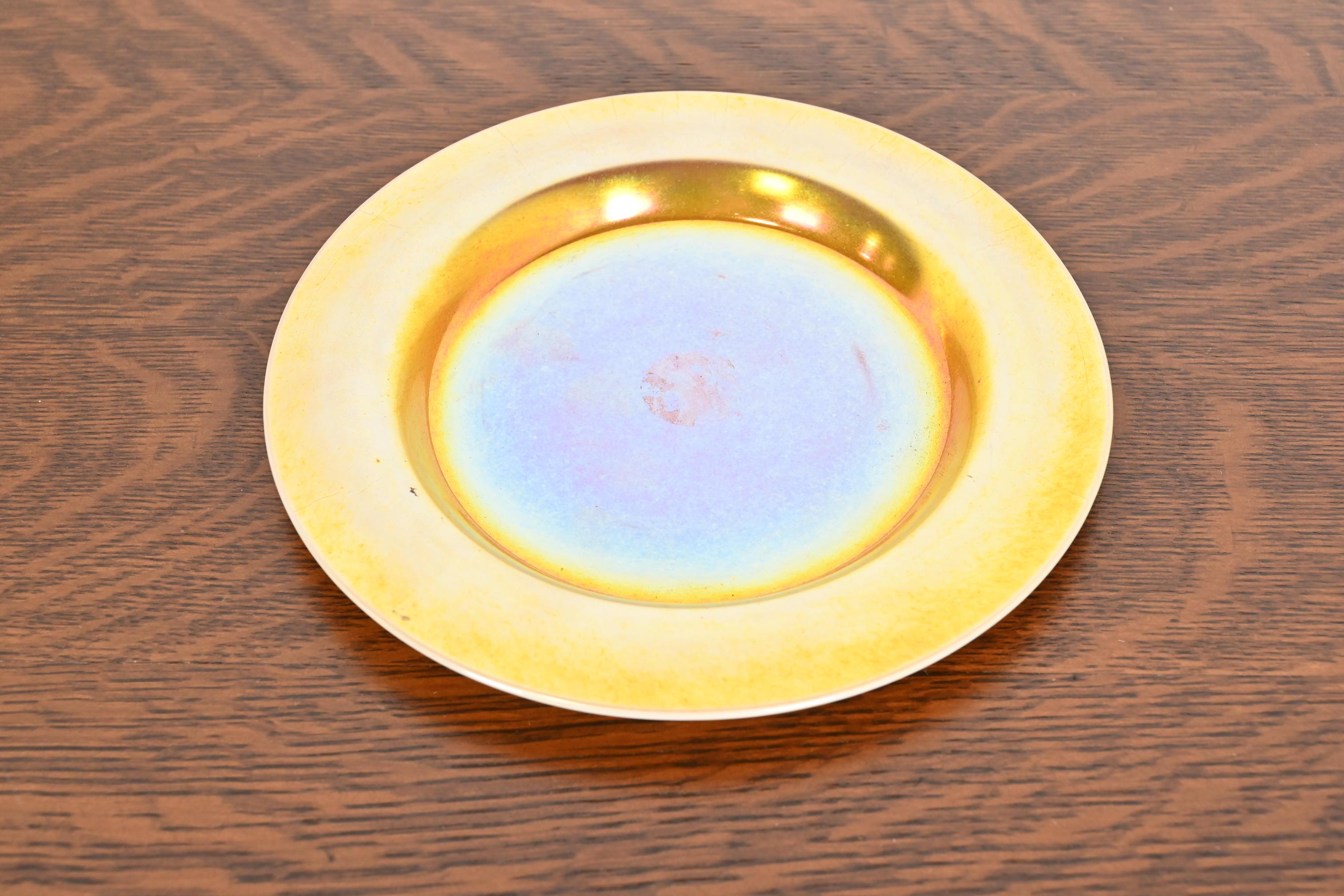 Plato de vidrio artístico iridiscente Favrile de Louis Comfort Tiffany Vidrio artístico