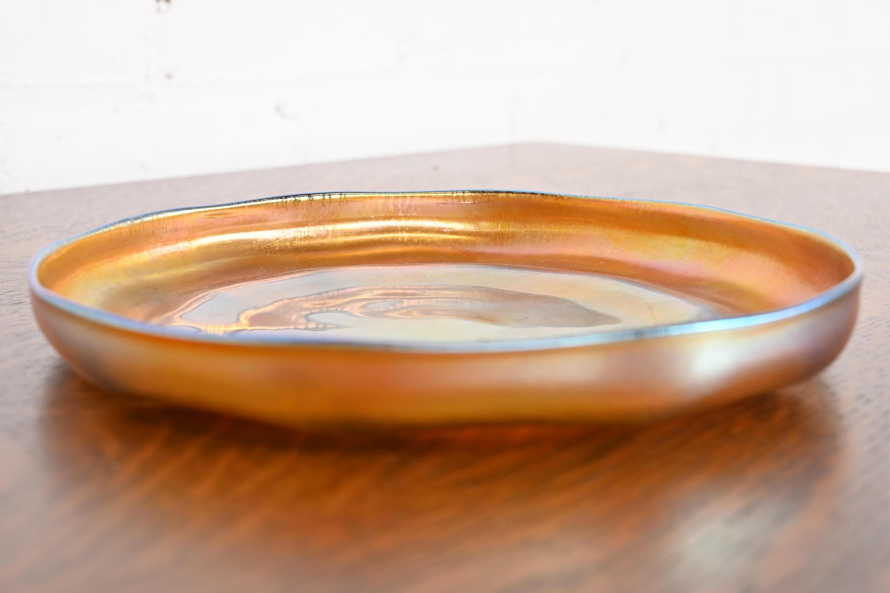 Arts and Crafts Louis Comfort Tiffany Favrile Iridescent Art Glass Plate or Tray