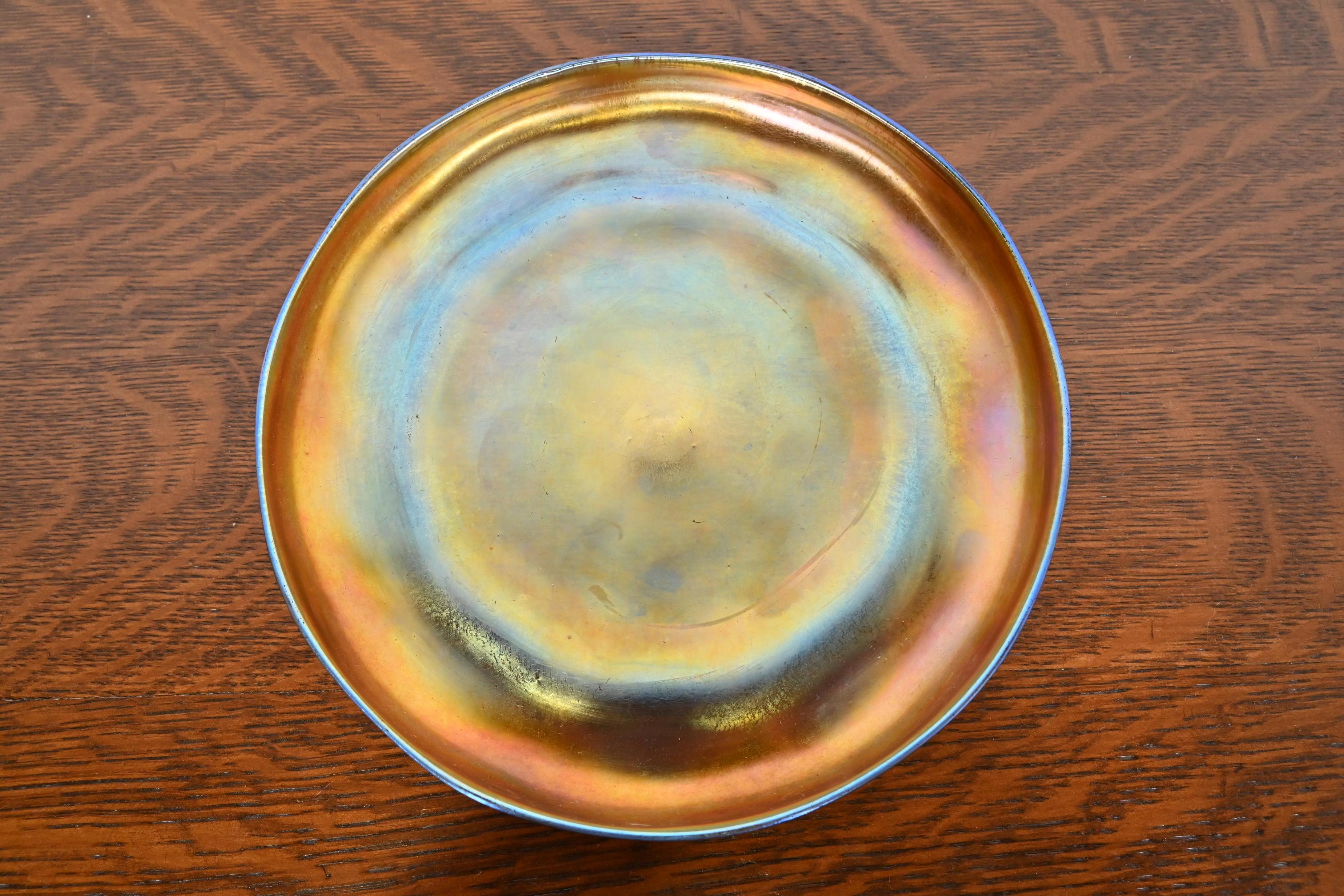 American Louis Comfort Tiffany Favrile Iridescent Art Glass Plate or Tray