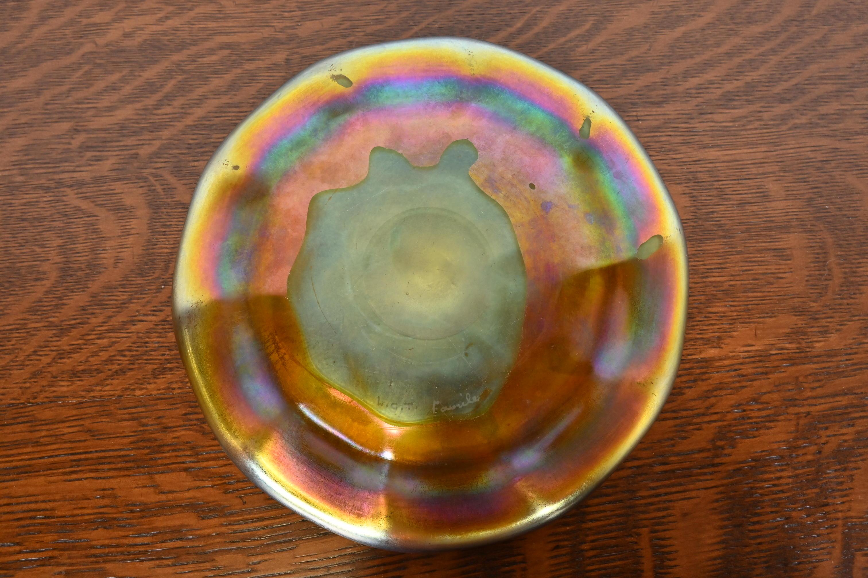 Louis Comfort Tiffany Favrile Iridescent Art Glass Plate or Tray 1