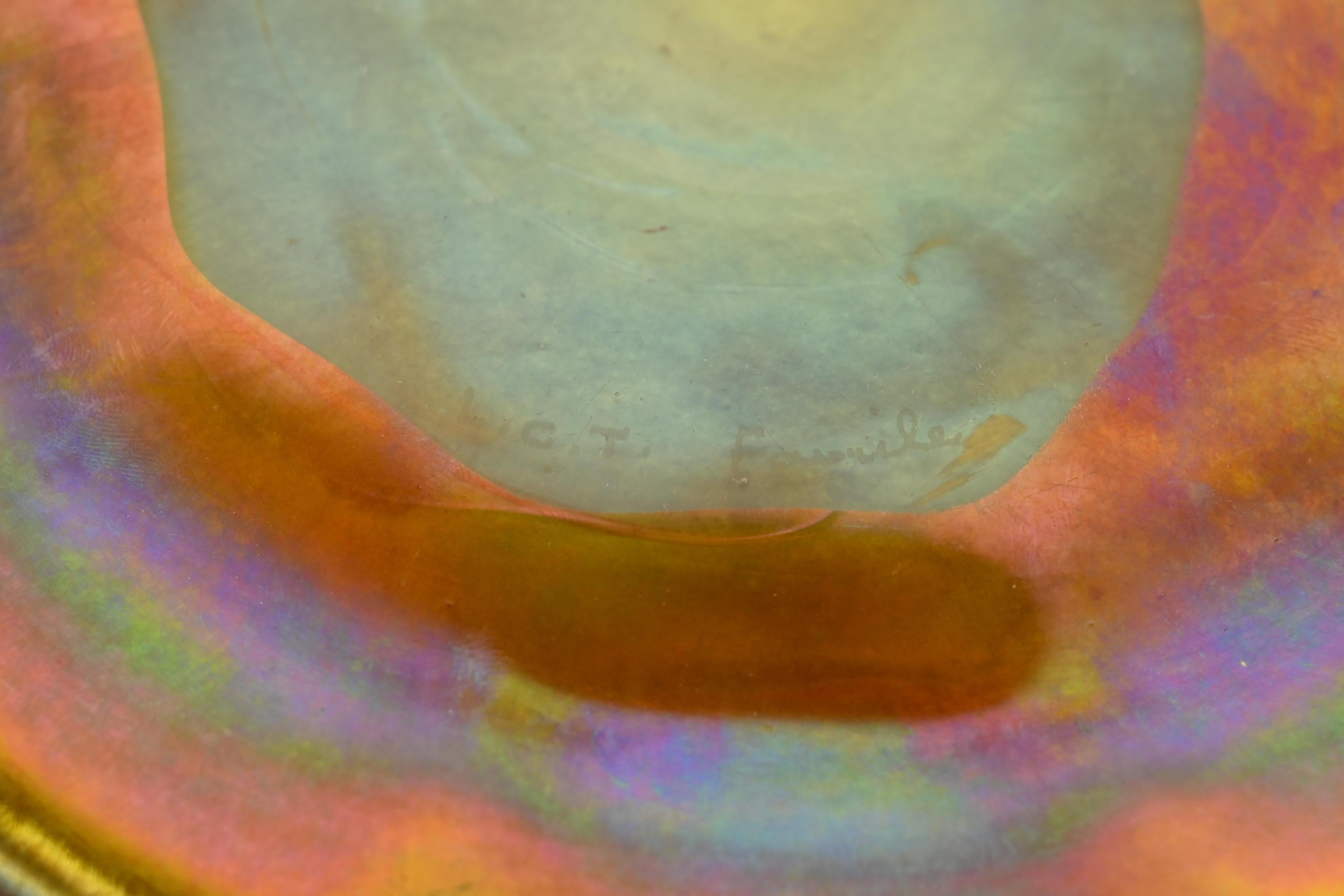 Louis Comfort Tiffany Favrile Iridescent Art Glass Plate or Tray 2