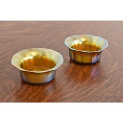 Louis Comfort Tiffany Favrile Iridescent Art Glass Salt Cellars, Pair