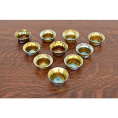 Louis Comfort Tiffany Favrile Iridescent Art Glass Salt Cellars, Set of Ten