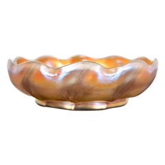 Louis Comfort Tiffany Favrile Iridescent Art Glass Scalloped Bowl
