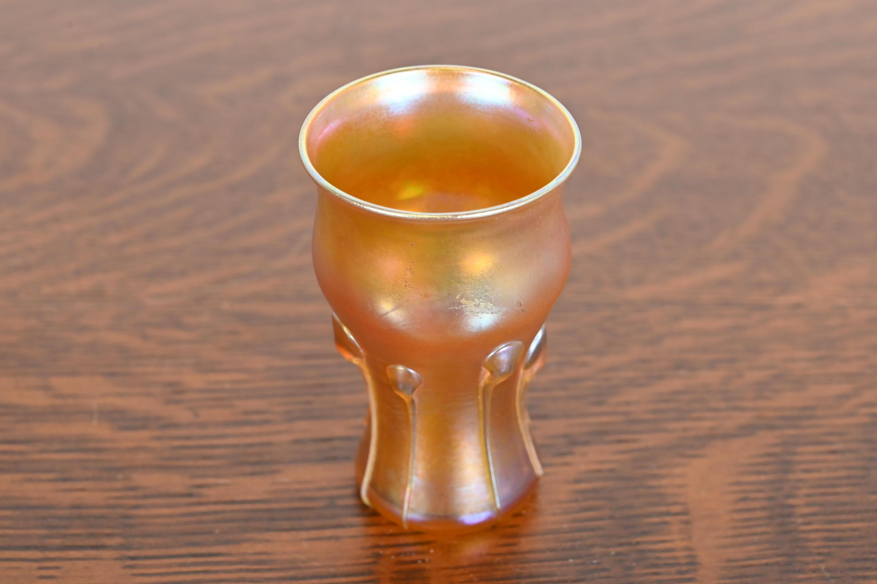 American Louis Comfort Tiffany Favrile Iridescent Art Glass Tadpole Vase For Sale