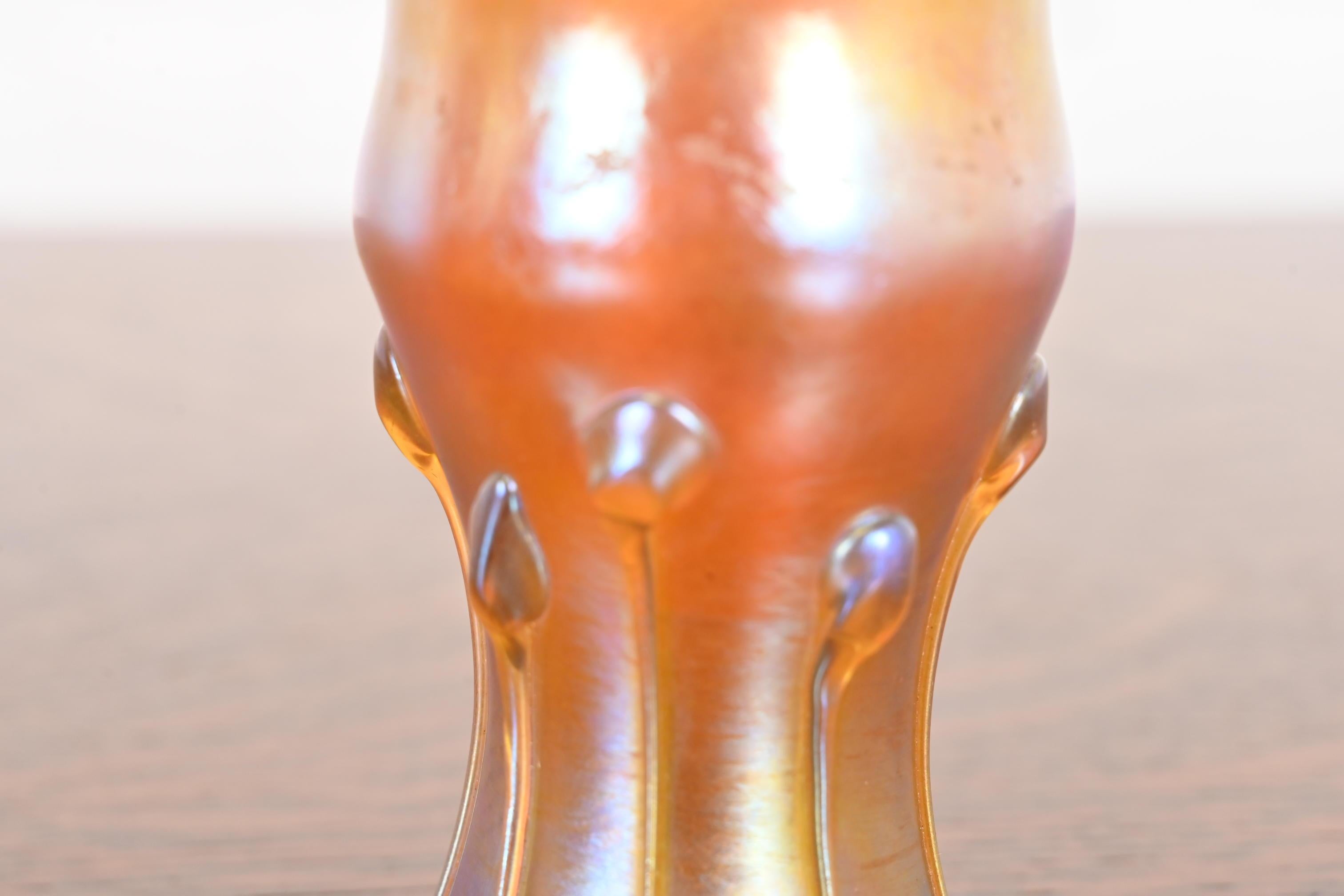 Early 20th Century Louis Comfort Tiffany Favrile Iridescent Art Glass Tadpole Vase For Sale