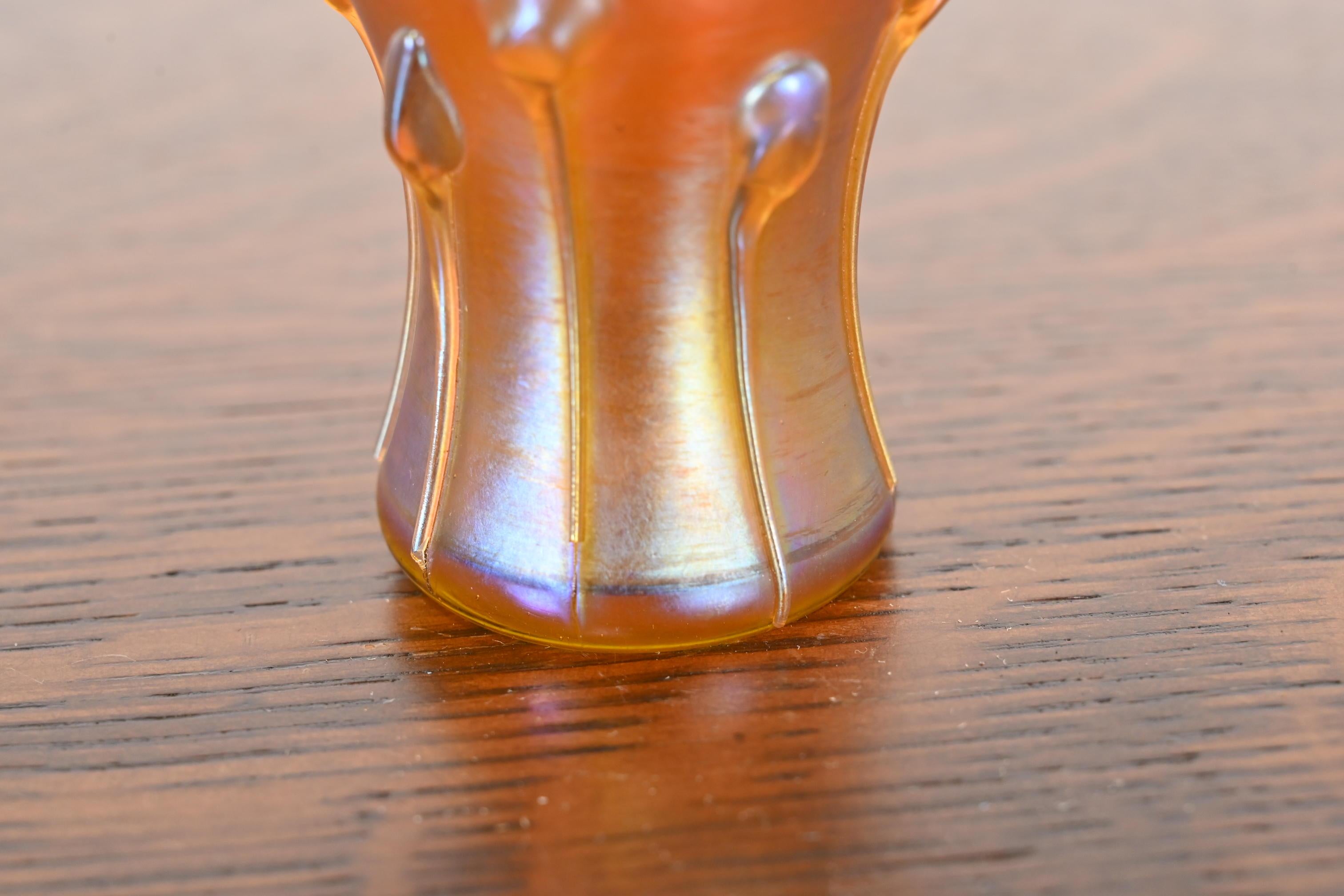 Louis Comfort Tiffany Favrile Iridescent Art Glass Tadpole Vase For Sale 1