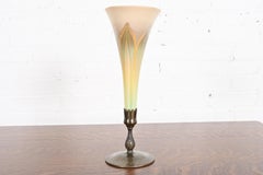 Louis Comfort Tiffany Favrile Iridescent Art Glass Tall Trumpet Vase