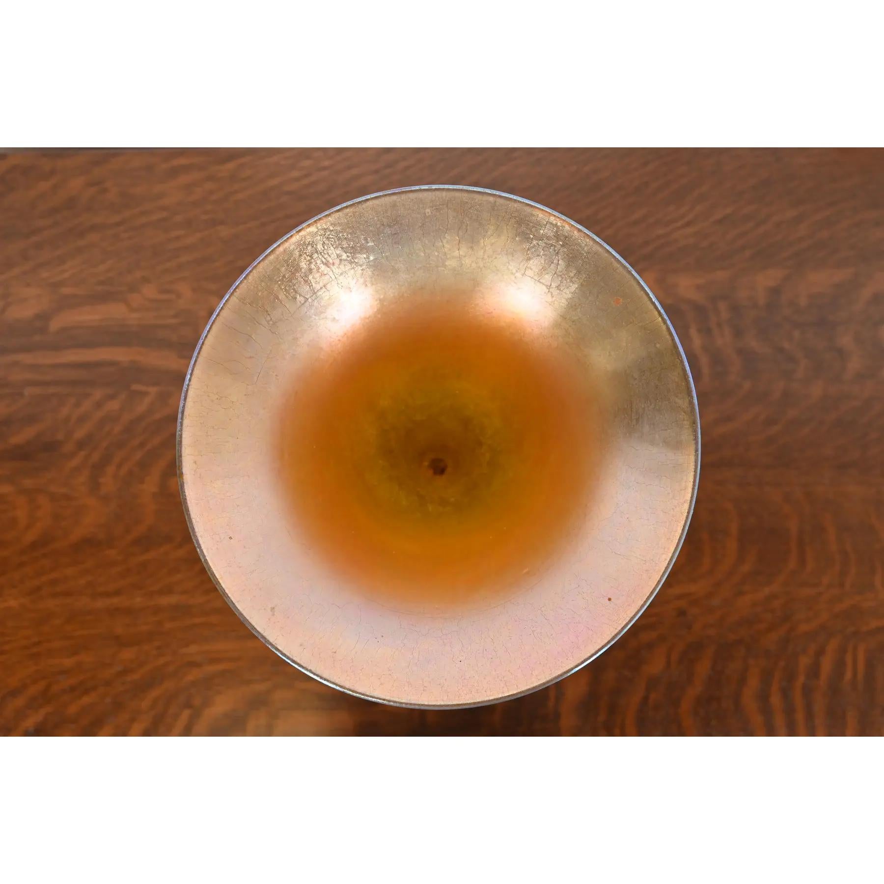 Early 20th Century Louis Comfort Tiffany Favrile Iridescent Art Glass Tall Trumpet Vase For Sale