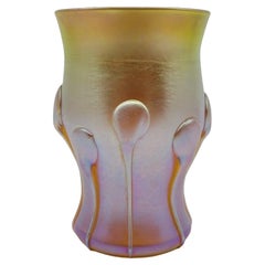 Antique Louis Comfort Tiffany Favrile "Lily Pads" Gold Favrile Art Glass Cordial 1900